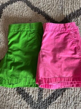 J. Crew Bright Green And Pink Chino Shorts